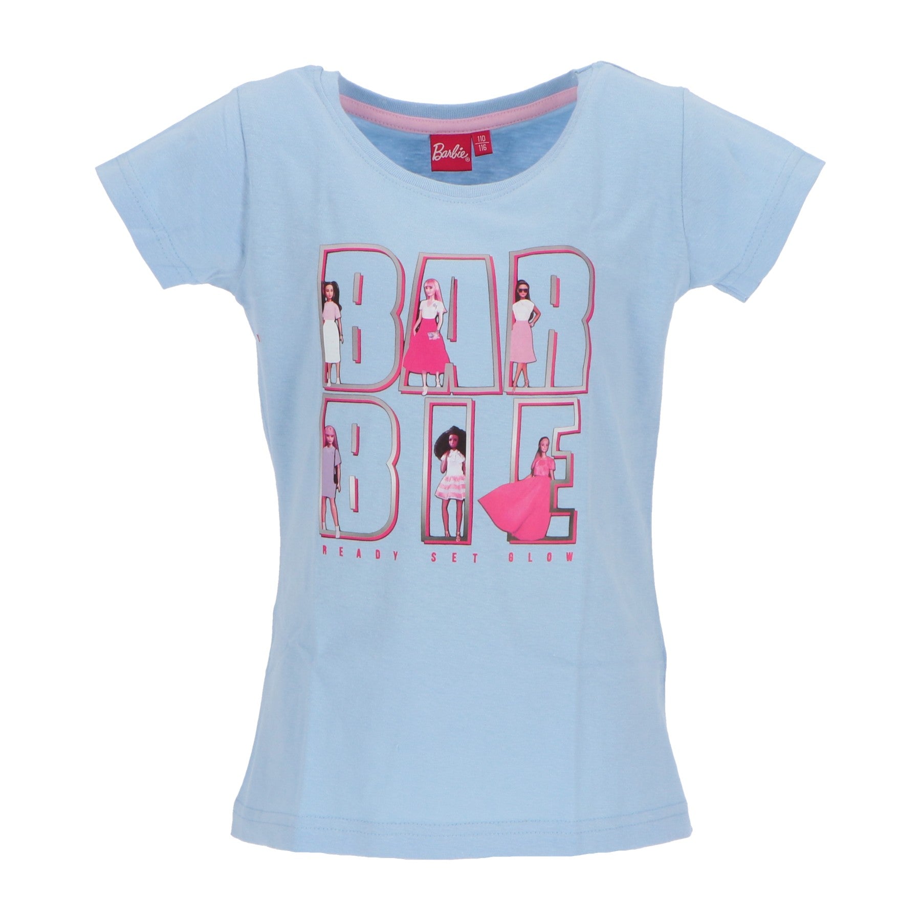 Set van 2 Barbie T-shirts voor kinderen in maat 146/152 een blauw T-shirt met Barbie-print en grote letters. Gemaakt van 100% katoen