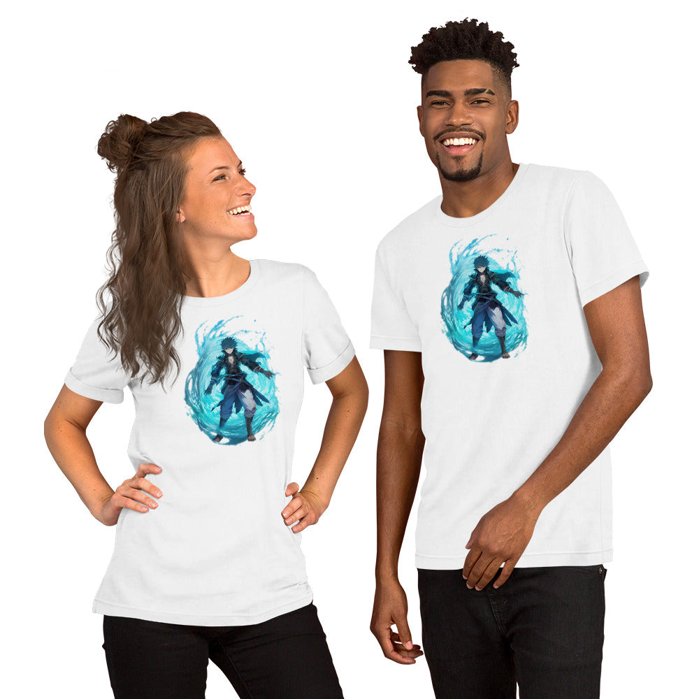 Een Luxe T-shirt van zacht katoen met elegante pasvorm,voor uitzicht een paar die de t-shirt draagt