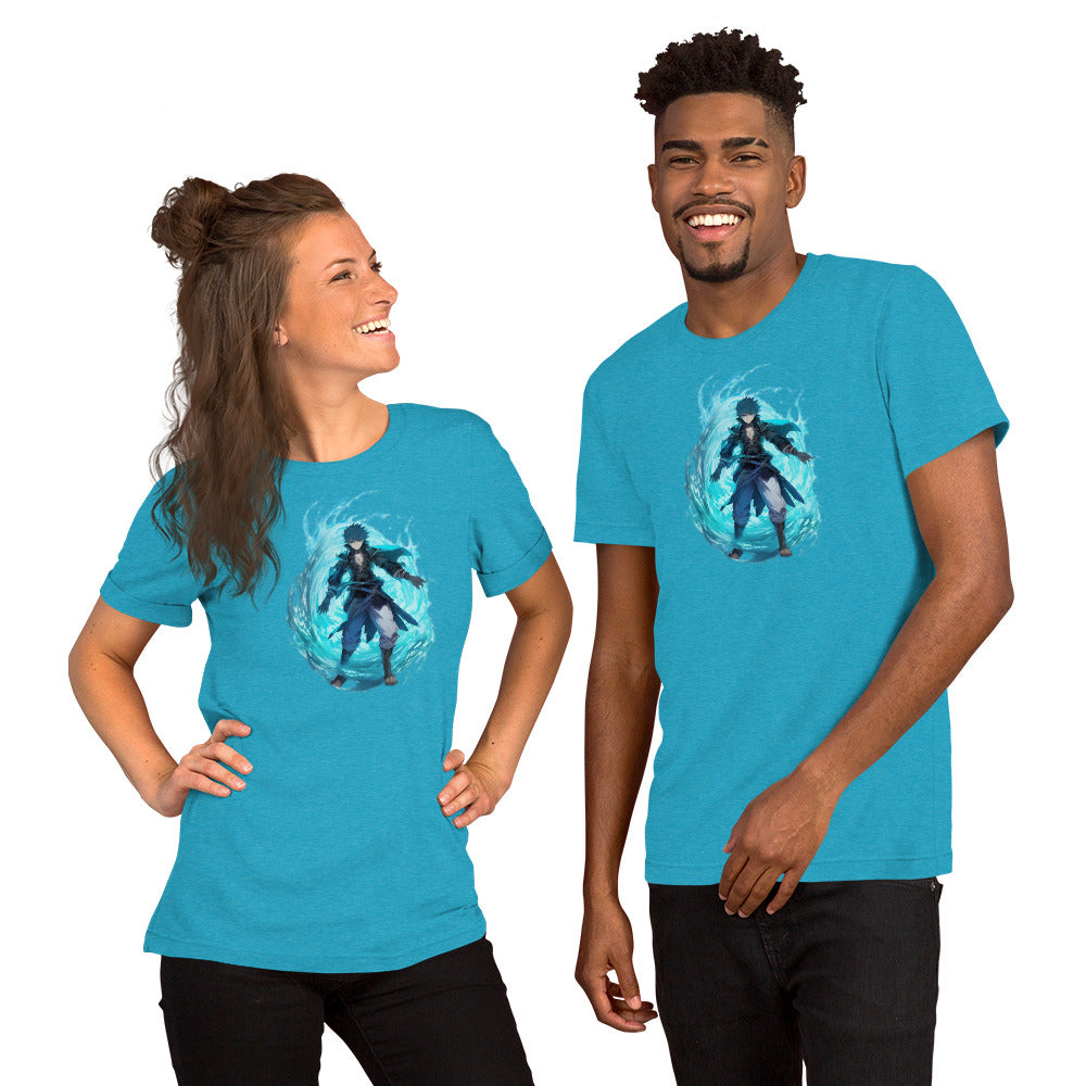 Een Luxe T-shirt van zacht katoen met elegante pasvorm,voor uitzicht een paar die de t-shirt draagtockup