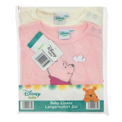 Set van 2 Disney Baby lange mouw shirts met Winnie the Pooh-design in maat 68/74, een roze,  shirt met Pooh en wolkje en een crèmekleurig shirt, gemaakt van 100% katoen