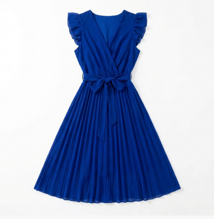 Kobaltblauwe Elegantie – Plissé Midi-Jurk | Formele jurk Numoco